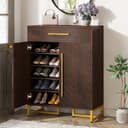 Tribesigns Schuhschrank mit Türen und Schublade, Braun, 20 Paar Bild 2