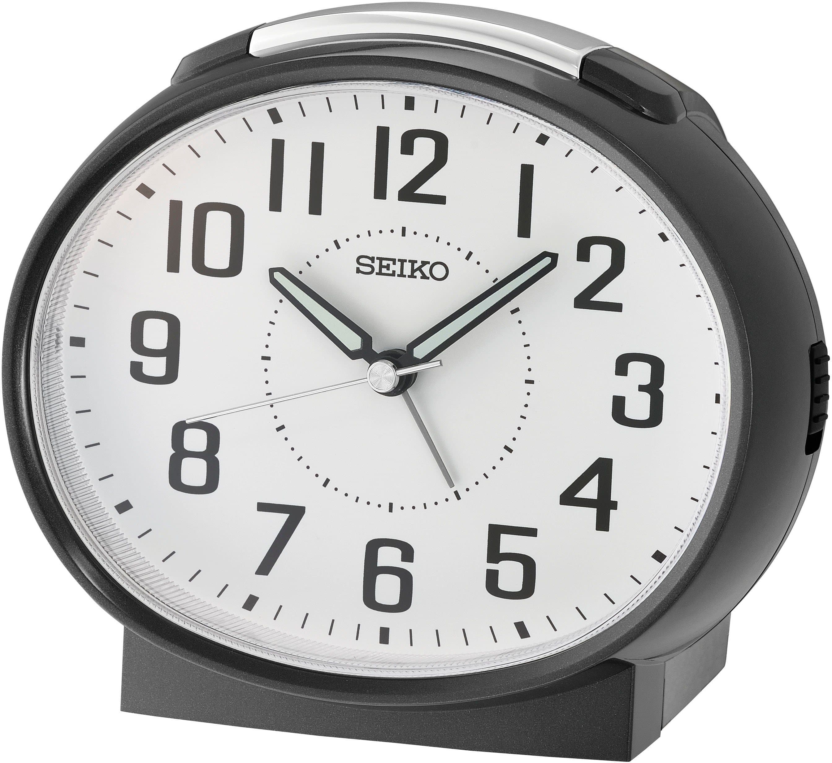Seiko Quarzwecker QHK059K Schwarz mit Beleuchtung und Schlummerfunktion