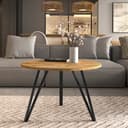 Design Möbel Runder Couchtisch Modern Beige Metallgestell Bild 2