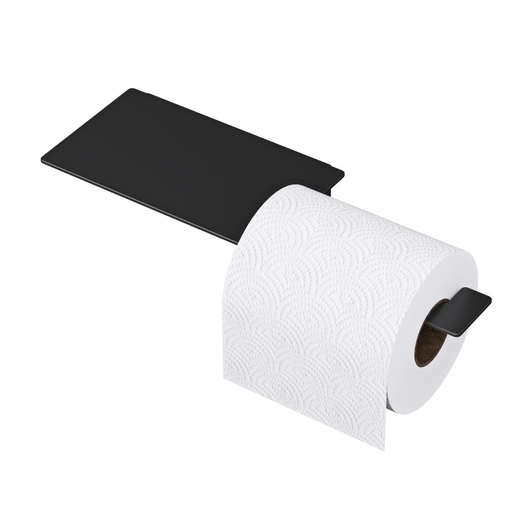 Mai & Mai Toilettenpapierhalter mit Ablage & Endehaken Edelstahl Schwarz/Weiß - Bild 2