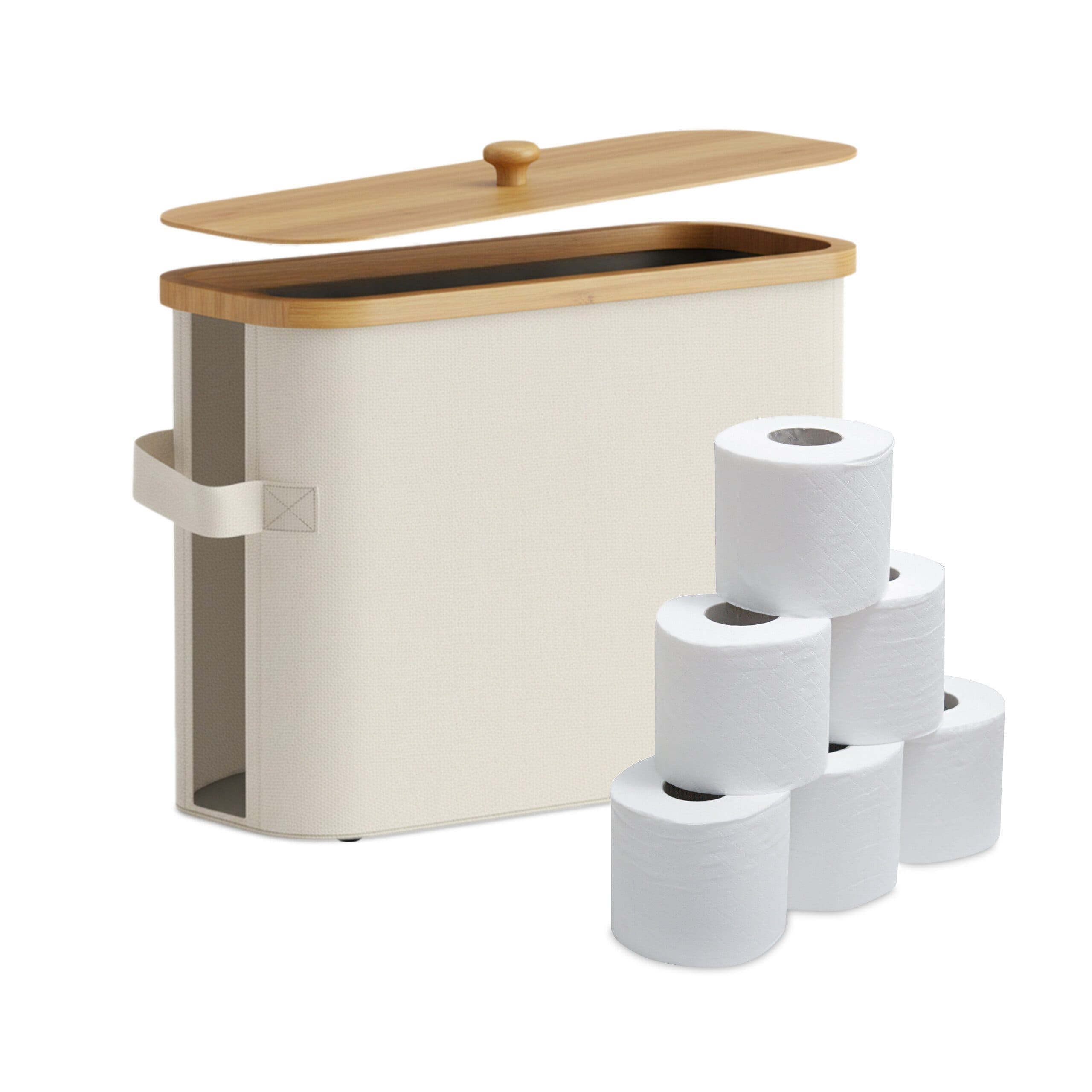 relaxdays Toiletten-Ersatzrollenhalter 12 Rollen Beige Bambus - Bild 2