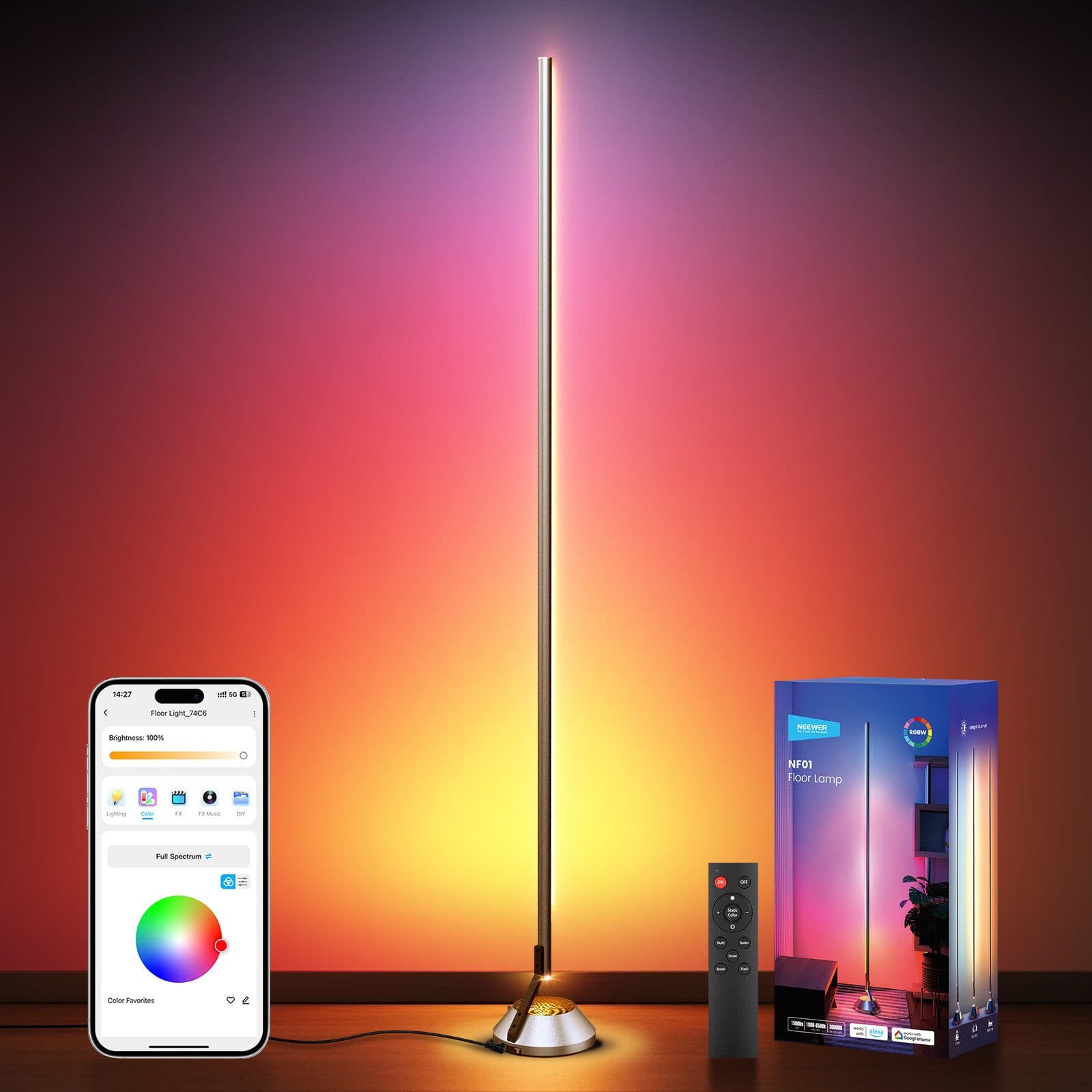 Neewer NF01 Smart LED Stehlampe RGBW Grau mit App-Steuerung - Bild 2