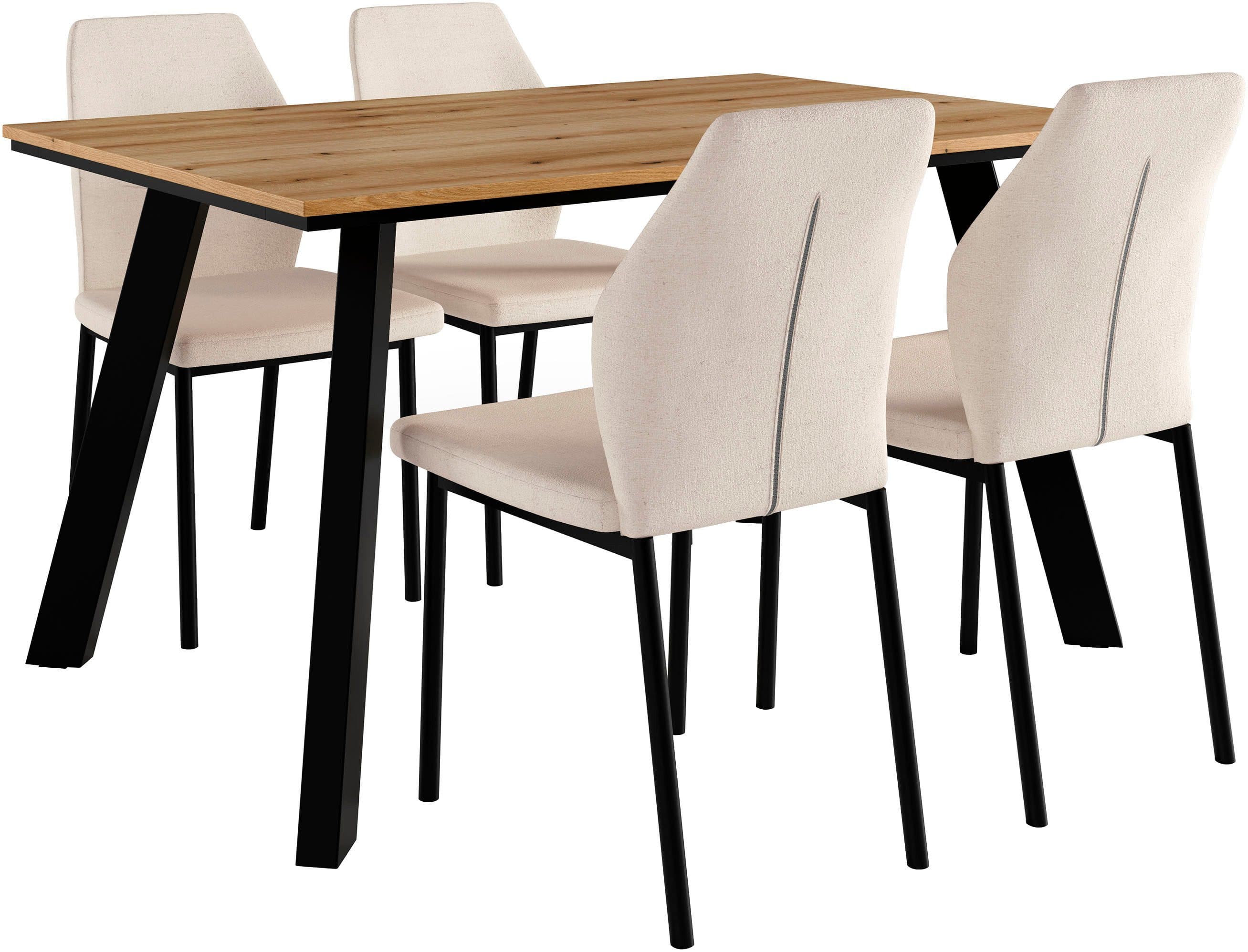 OTTO HOME Genf Essgruppe Tisch 4 Stühle Eichefarben Schwarz - Bild 2