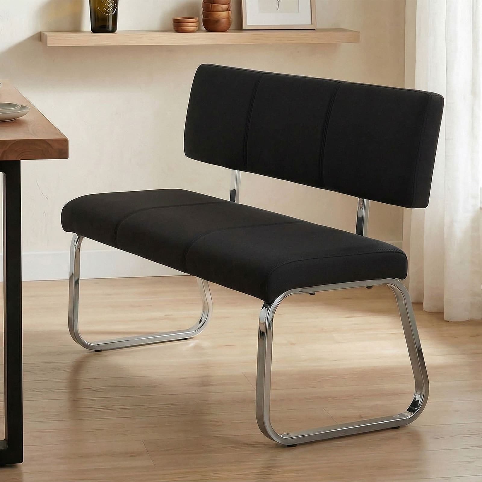 IDIMEX Essbank VILAS Schwarz 3-Sitzer mit Rückenlehne - Bild 2