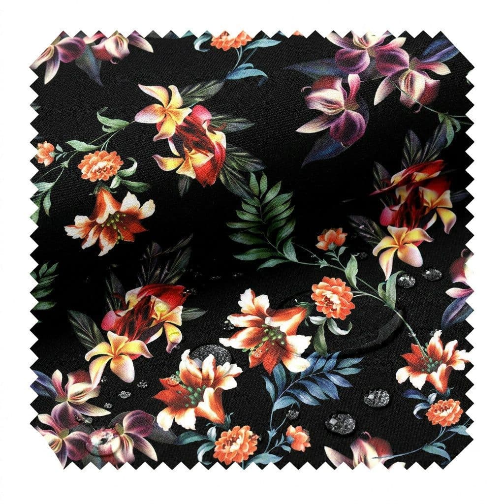 novely® Stoff OXFORD 210D D206 Bunter Blumenmix Auf Schwarz Printstoff Outdoor - Bild 2
