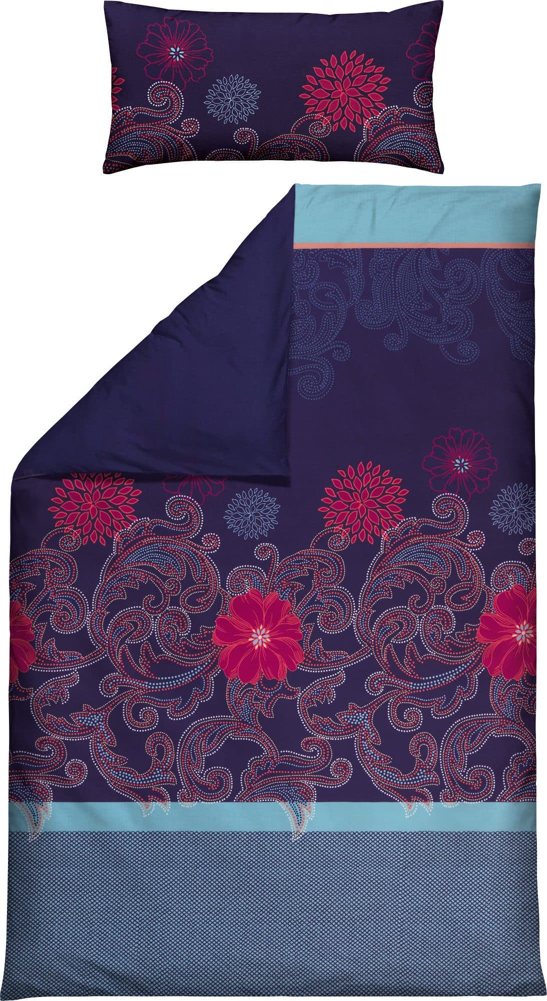REDBEST Wendebettwäsche Mako-Satin Paisley Blau - Bild 2