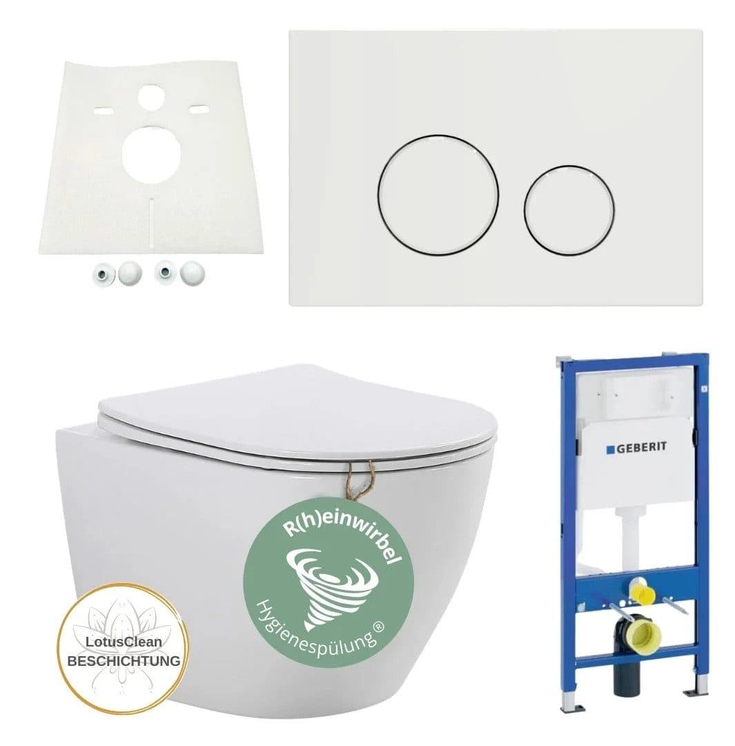 Geberit Tiefspül-WC Geberit Vorwandelement RIVA WC Hygiene-Spülung Komplettset Wandmontage - Bild 2
