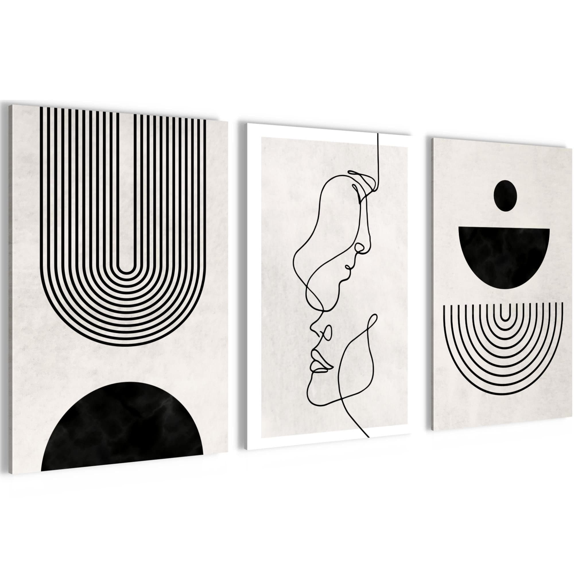 Novart Wandbild Set Abstrakte Kunst Schwarz-Weiß Gesicht - Bild 2