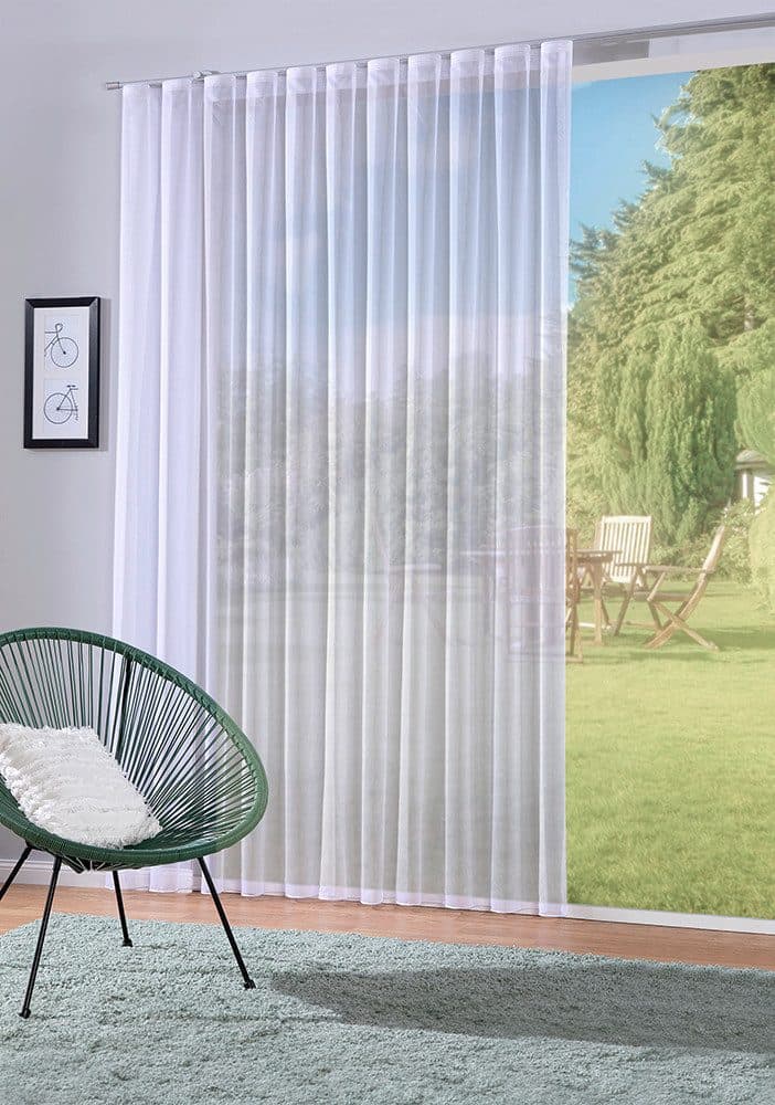 DecoHome24 Gardine Iris 1 St. Halbtransparent Weiß - Bild 2