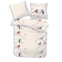 Träumschön Bettwäsche Biber Creme Beige Wintervogel Motiv 100% Baumwolle Bild 2