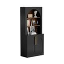 UEV Buffetschrank 2 Türen 3 Fächer Schwarz/Beige MDF 80x39,5x178cm Bild 2