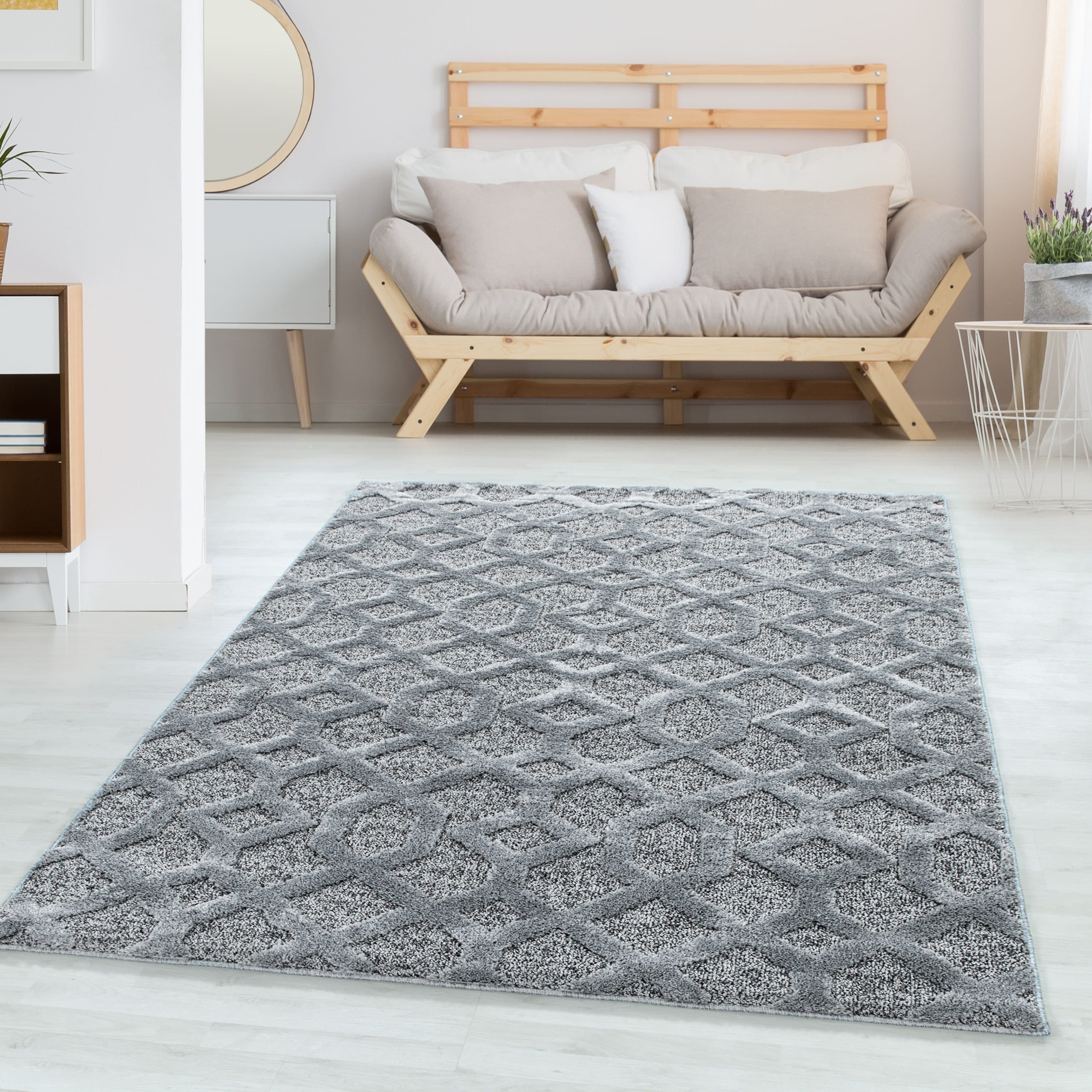 Carpettex Hochflor-Teppich Grau Geometrisch Design Läufer - Bild 2
