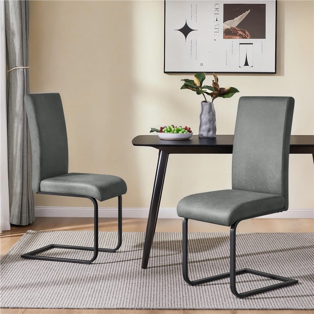 Yaheetech Esszimmerstuhl 2er Set Grau Ergonomische Rückenlehne - Bild 2