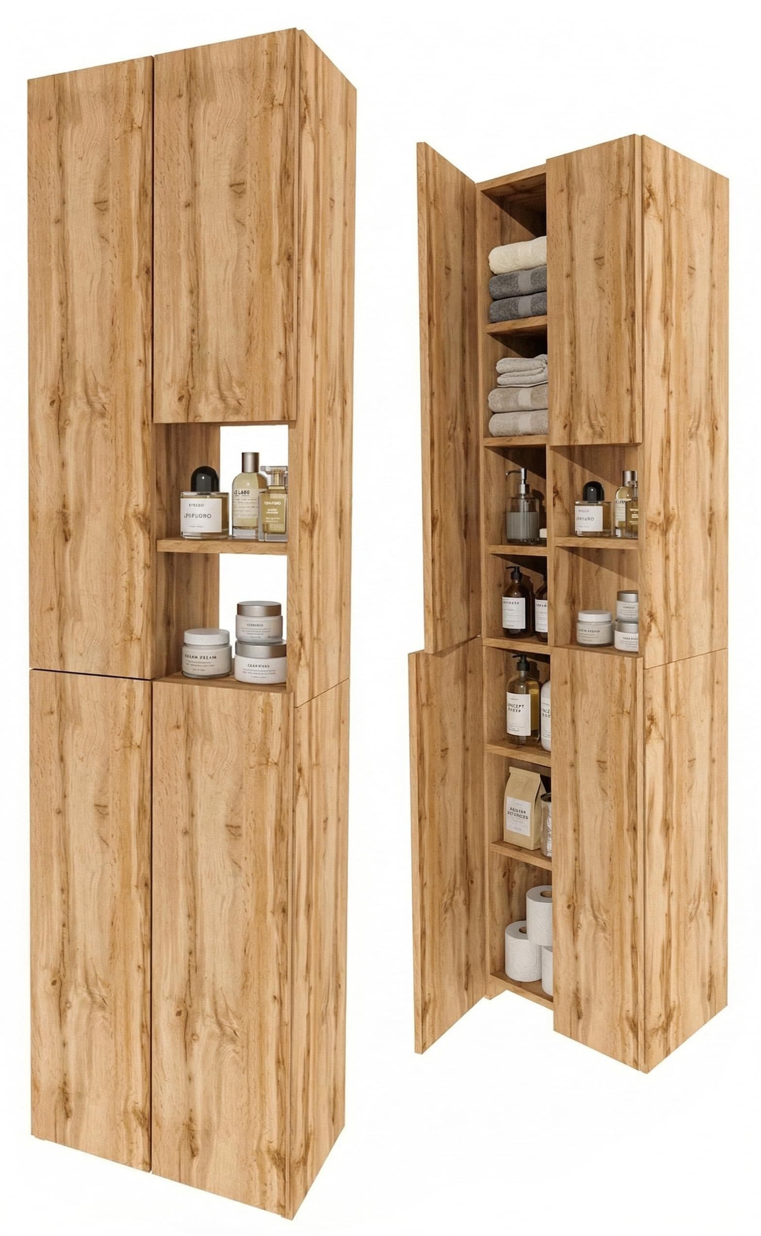 TREND WERK Badschrank Hochschrank schmal Holzoptik - Bild 2