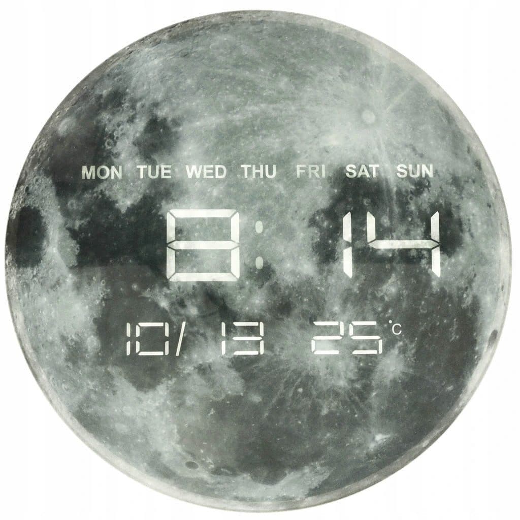 Ikonka Wanduhr Planet Mars Mond LED-Display 32 cm - Bild 2