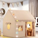 CAVEEN Spielzelt Kinder Spielhaus-Zelt mit LED-Lichterkette Beige Bild 2