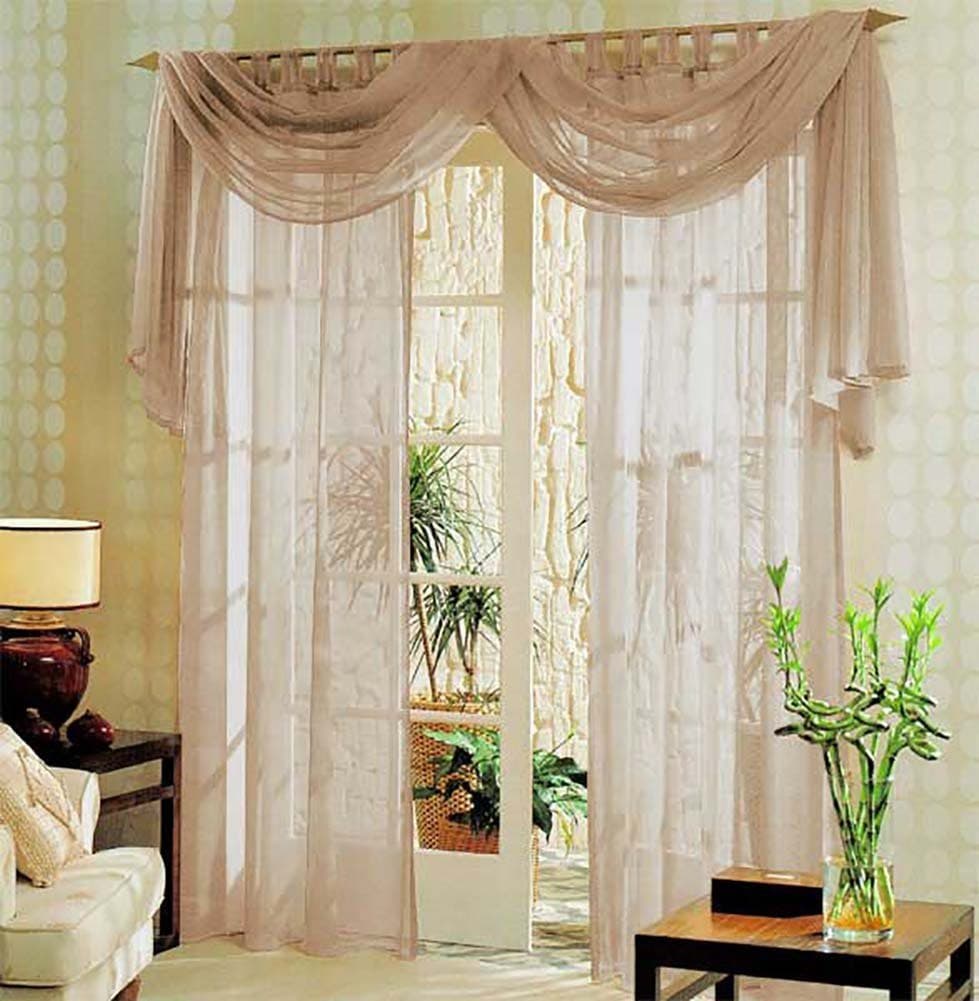 Gardinenbox Voile Gardinen Set 3-teilig Sand Transparent