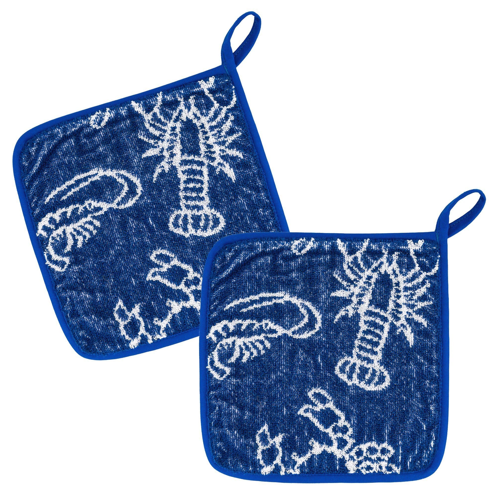 Kracht Topflappen Seafood 2er Set Baumwolle Frottier Blau - Bild 2