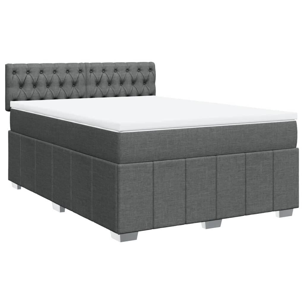 vidaXL Boxspringbett Dunkelgrau mit LED-Beleuchtung und Matratze - Bild 2