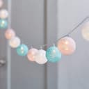 Lights4fun LED-Lichterkette 20er LED Cotton Ball Batterie Pastell Bild 2