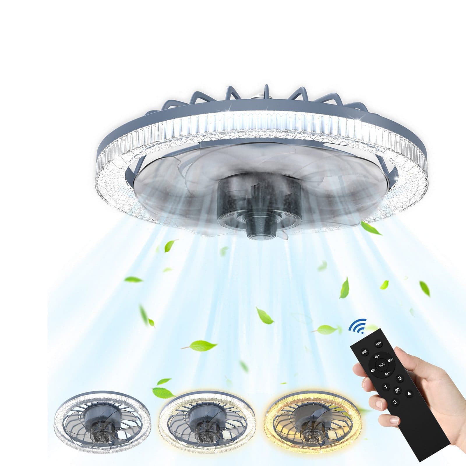 FIVMEN Deckenventilator 60W LED E27 mit Beleuchtung & Fernbedienung - Bild 2