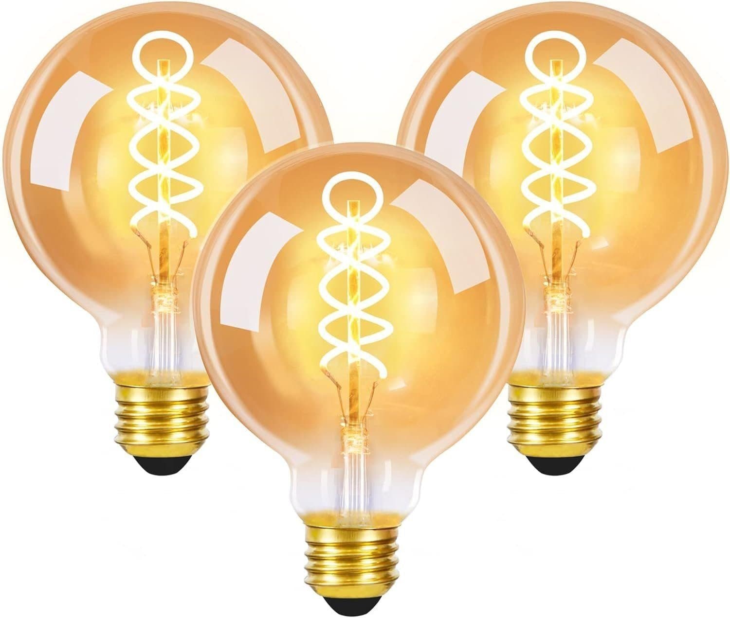 ZMH LED-Leuchtmittel Edison Glühbirne 4W E27 3 St. Retro Kugel Warmweiß - Bild 2