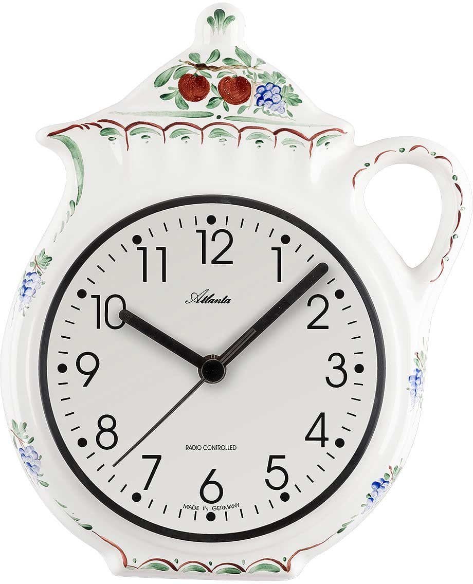 Atlanta Wanduhr Kanne Keramik Funkuhr Traubenmotiv