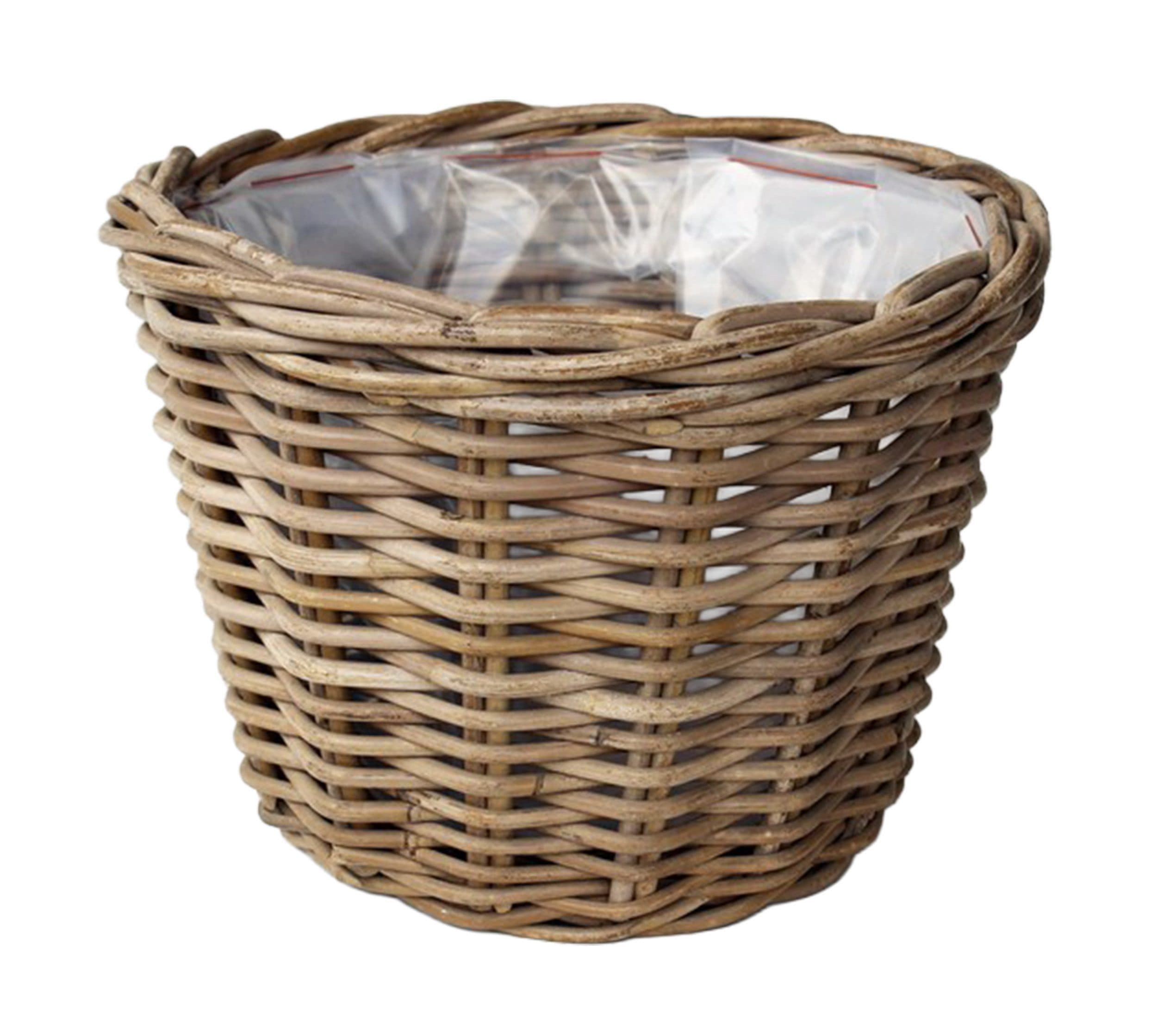 Van der Leeden Pflanzkorb Rattan Grau Ø 29 cm