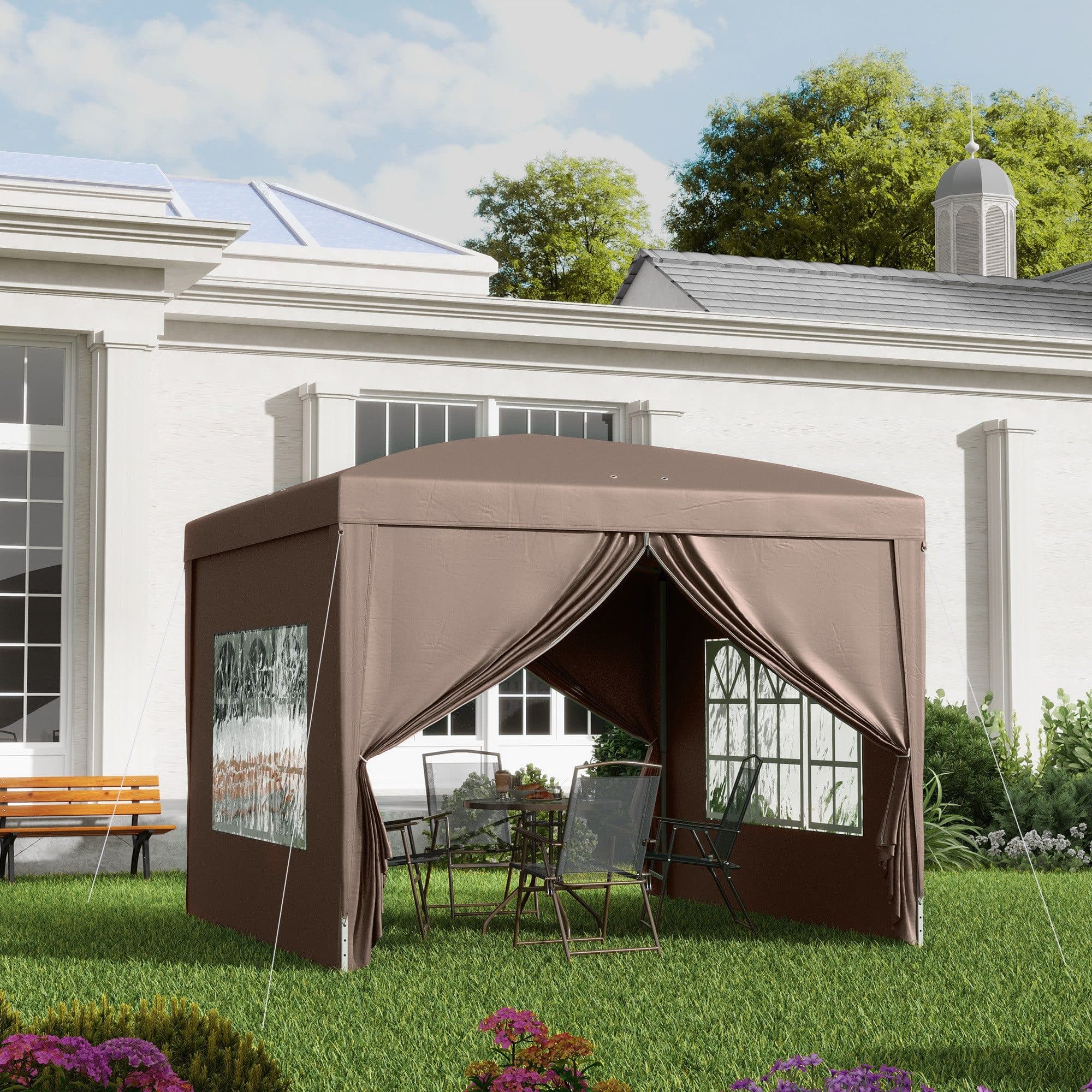 Outsunny Faltpavillon 3x3m Partyzelt mit 4 Seitenteilen - Bild 2