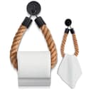HENNEZ Toilettenpapierhalter ohne Bohren - Naturjute-Seil - Mattschwarz Bild 2