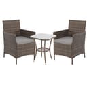 SVITA Balkonset BROOKLYN BISTRO 3-tlg. Braun Polyrattan mit Kissen Bild 2