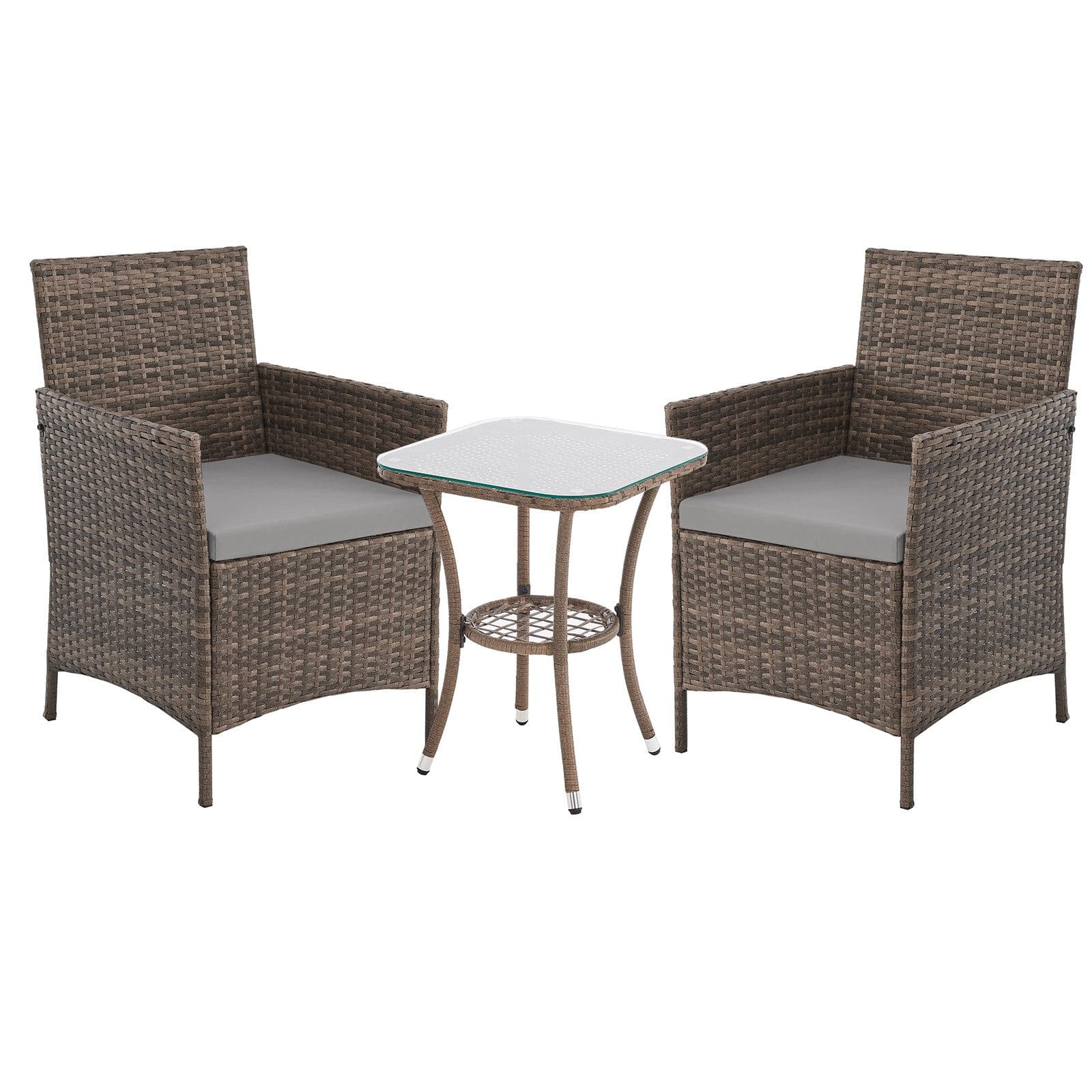 SVITA Balkonset BROOKLYN BISTRO 3-tlg. Braun Polyrattan mit Kissen - Bild 2