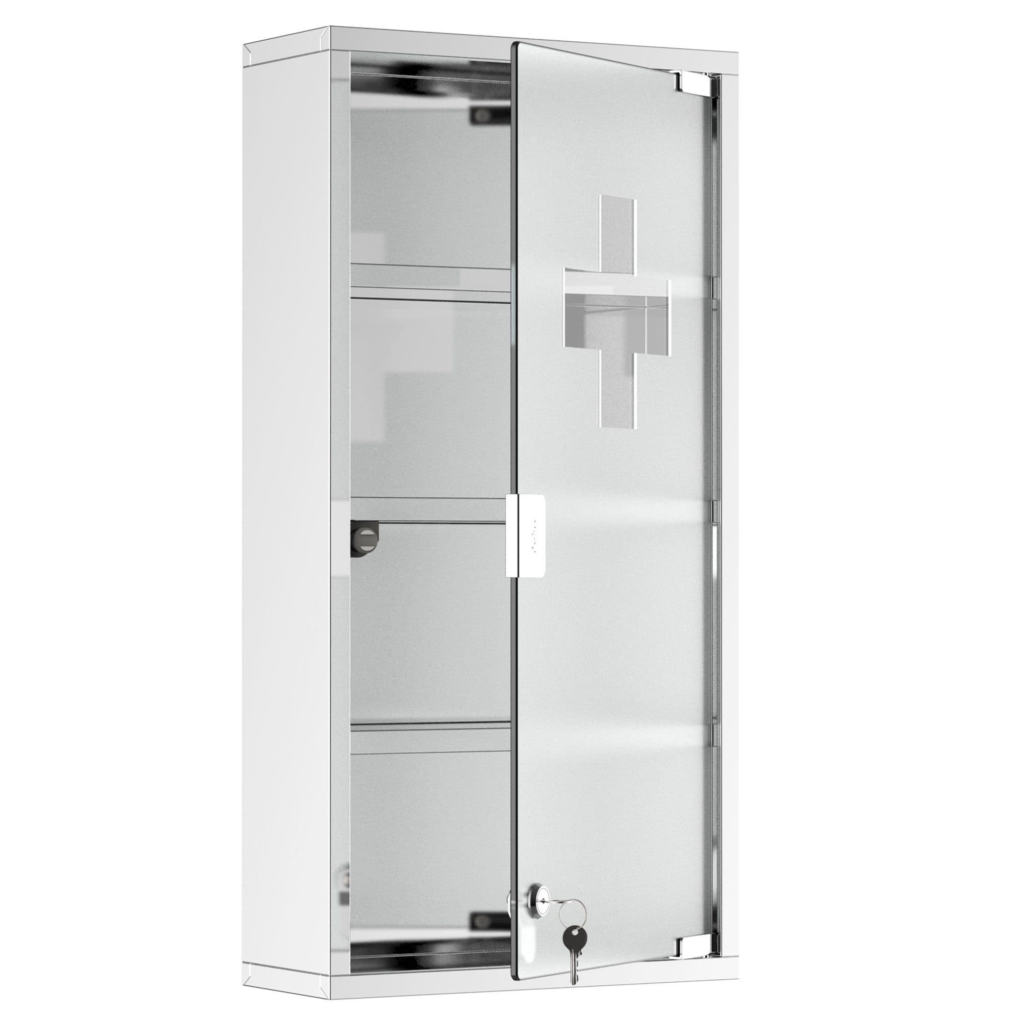 HOMCOM Medizinschrank Edelstahl mit 4 Fachböden und Glastür - Bild 2