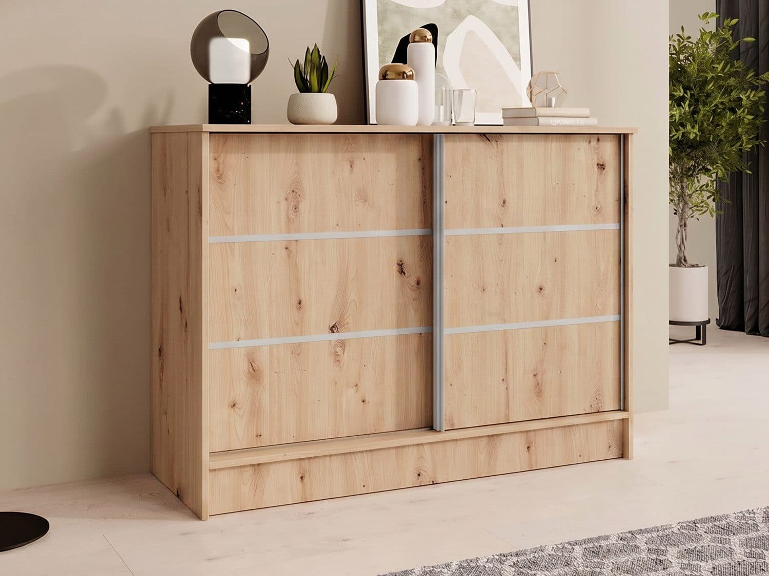 Beautysofa Kommode MIRELA mit 2 Schiebetüren und dekorativen Sprossen - Bild 2