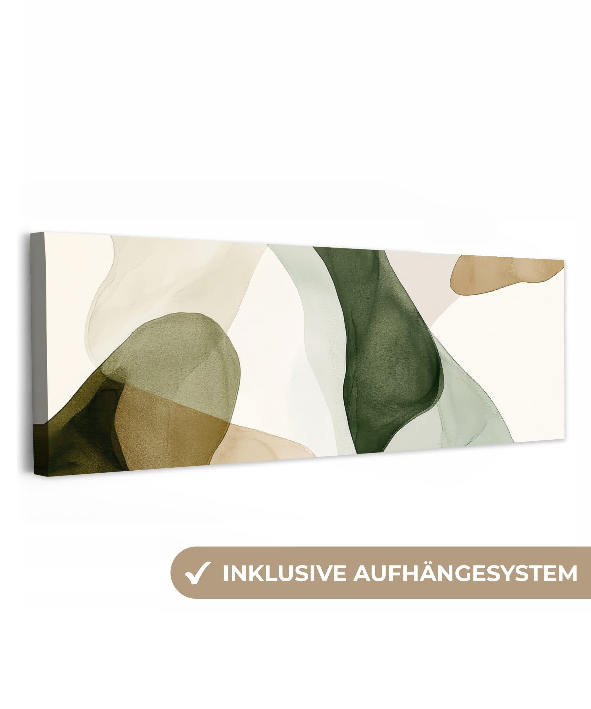 OneMillionCanvasses® Leinwandbild Panorama Japandi Abstrakt Grün - Bild 2