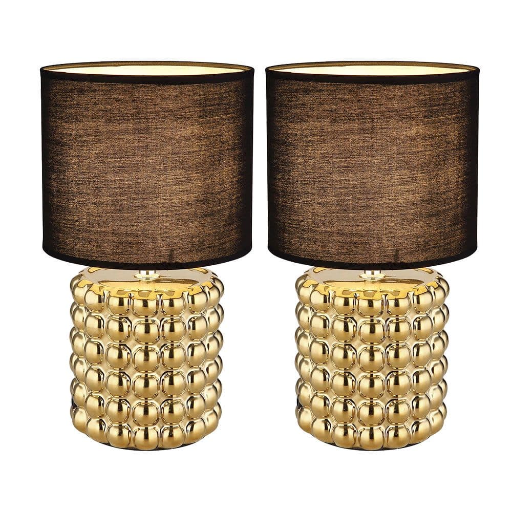 GLOBO LIGHTING Tischleuchte Keramik Gold Textil Schwarz 2x - Bild 2