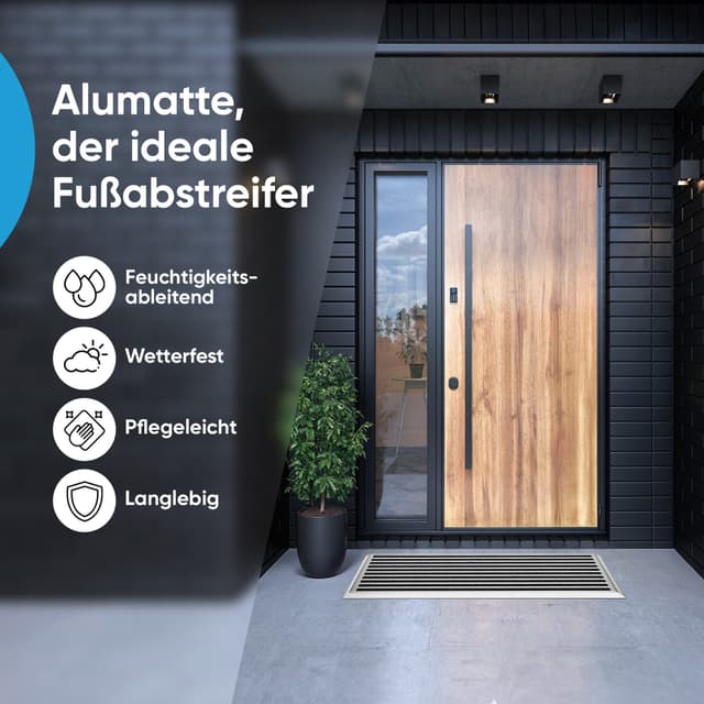 WEST & EAST Aluminium Fußmatte Silber - Wetterfest für Eingangsbereich