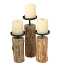Spetebo Tischkerzenhalter 3er Set Eukalyptus Holz Metall Bild 2