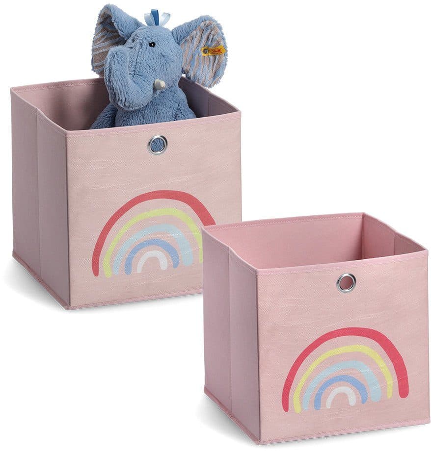 Zeller Present Organizer Rosy Rainbow Rosa Vlies Aufbewahrungsbox Set