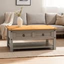 IDIMEX Couchtisch RAMON Grau/Braun Kiefer massiv mit Schubladen Bild 2
