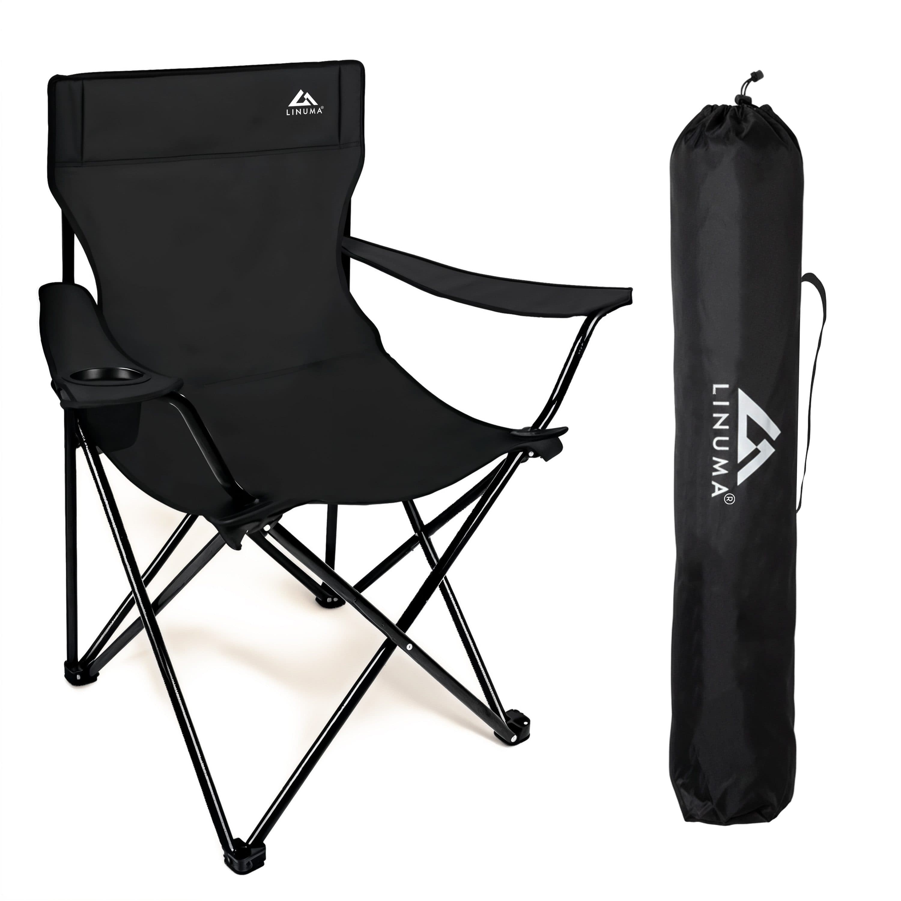 LINUMA Campingstuhl faltbar mit XL-Getränkehalter schwarz - Bild 2