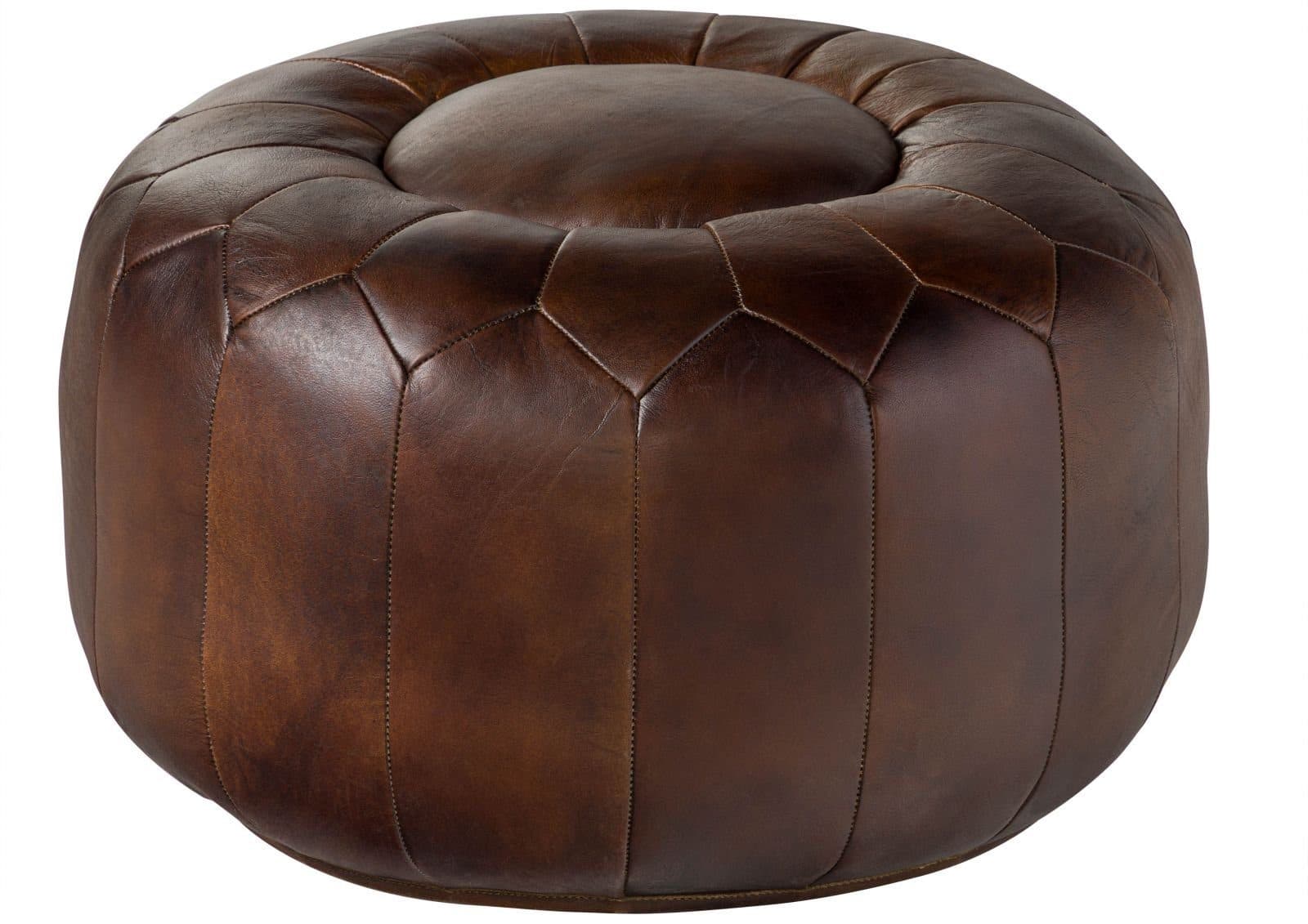 Massivmoebel24 Hocker CHESTERFIELD Echtleder Braun - Bild 2