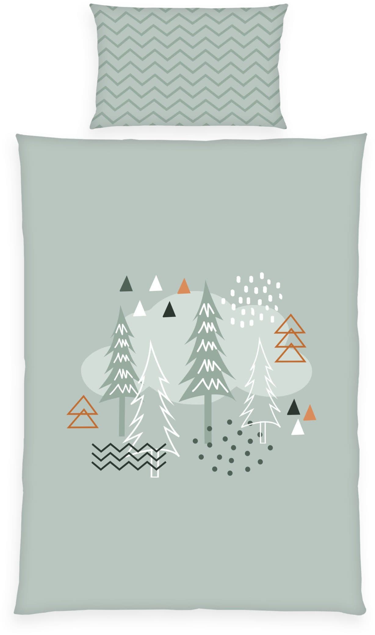 Wendebettwäsche aus Baumwolle, nordisches Waldmotiv, 100x135 cm - Bild 2
