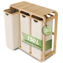 AMBIAVO Wäschekorb 3 Fächer 150 L Beige Bild 2