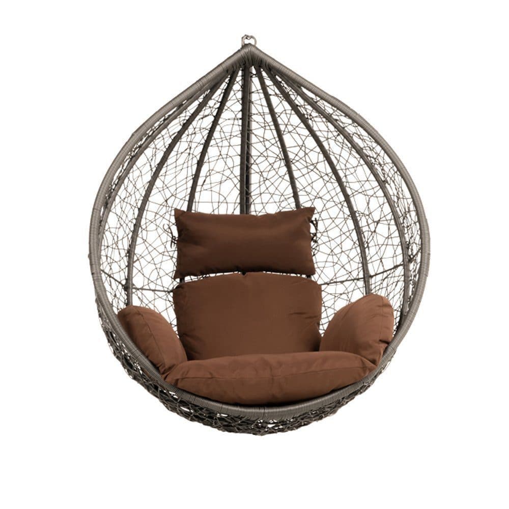 HOME DELUXE Hängesessel CIELO Polyrattan Grau - Korb mit Kissen - Bild 2