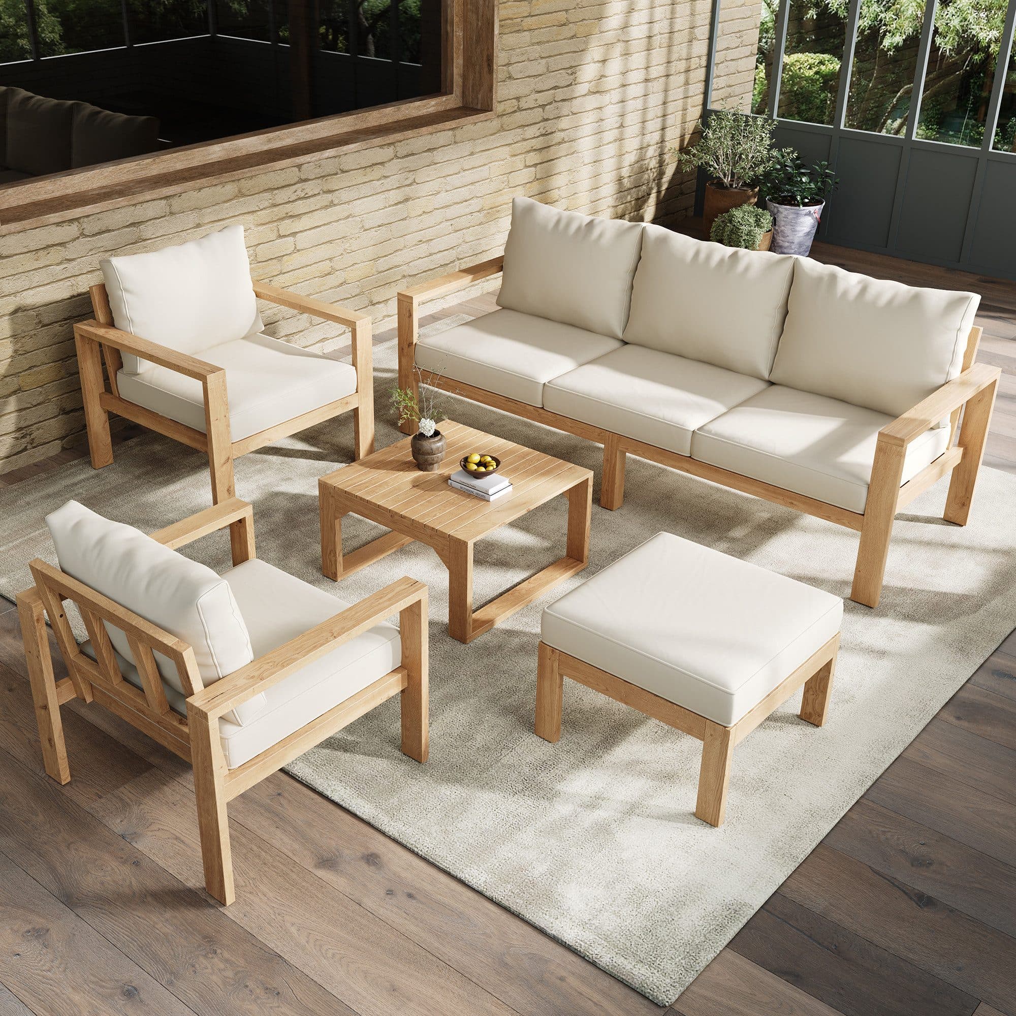 HAUSS SPOLE Gartenlounge-Set 4-6 Personen Akazie Creme - Bild 2