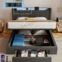 oyajia Polsterbett Doppelbett LED Beleuchtung Grau Bild 2