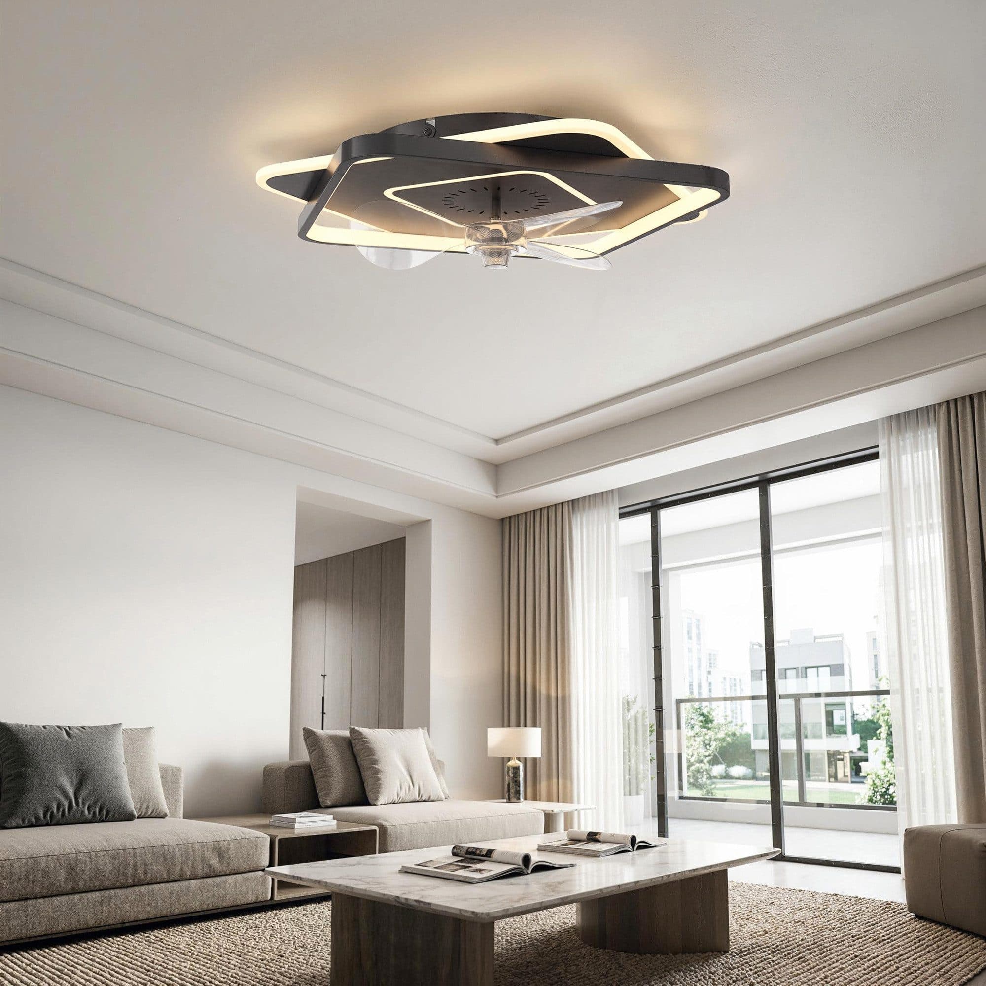 HOMCOM Deckenventilator mit Licht Schwarz Transparent 53cm Dimmbar Fernbedienung - Bild 2