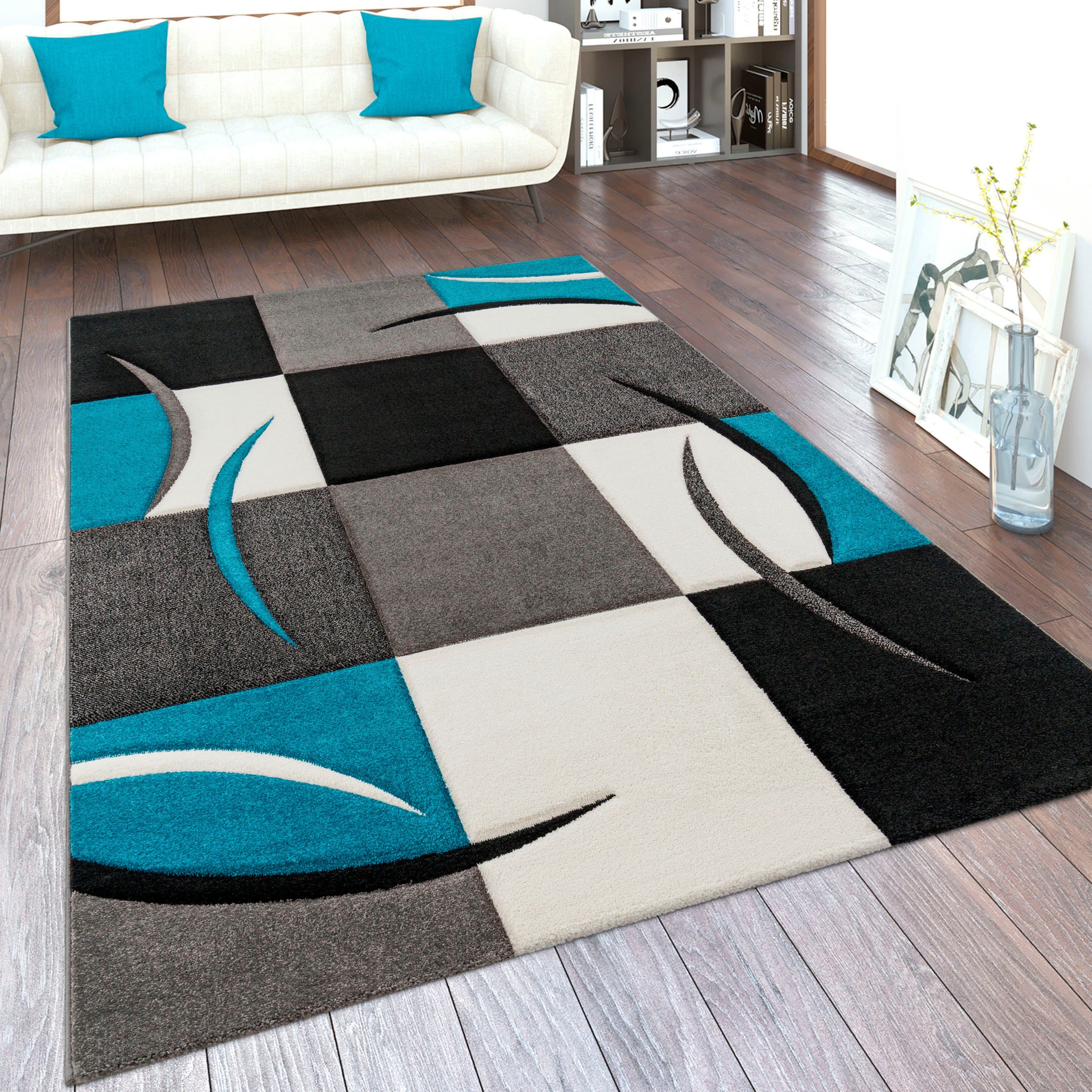 PACO HOME Teppich Diamond 665 Türkis Blau 3D-Design Kurzflor - Bild 2