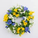artplants Kunstkranz Frühlingskranz Filippa Gelb Blau Bild 2